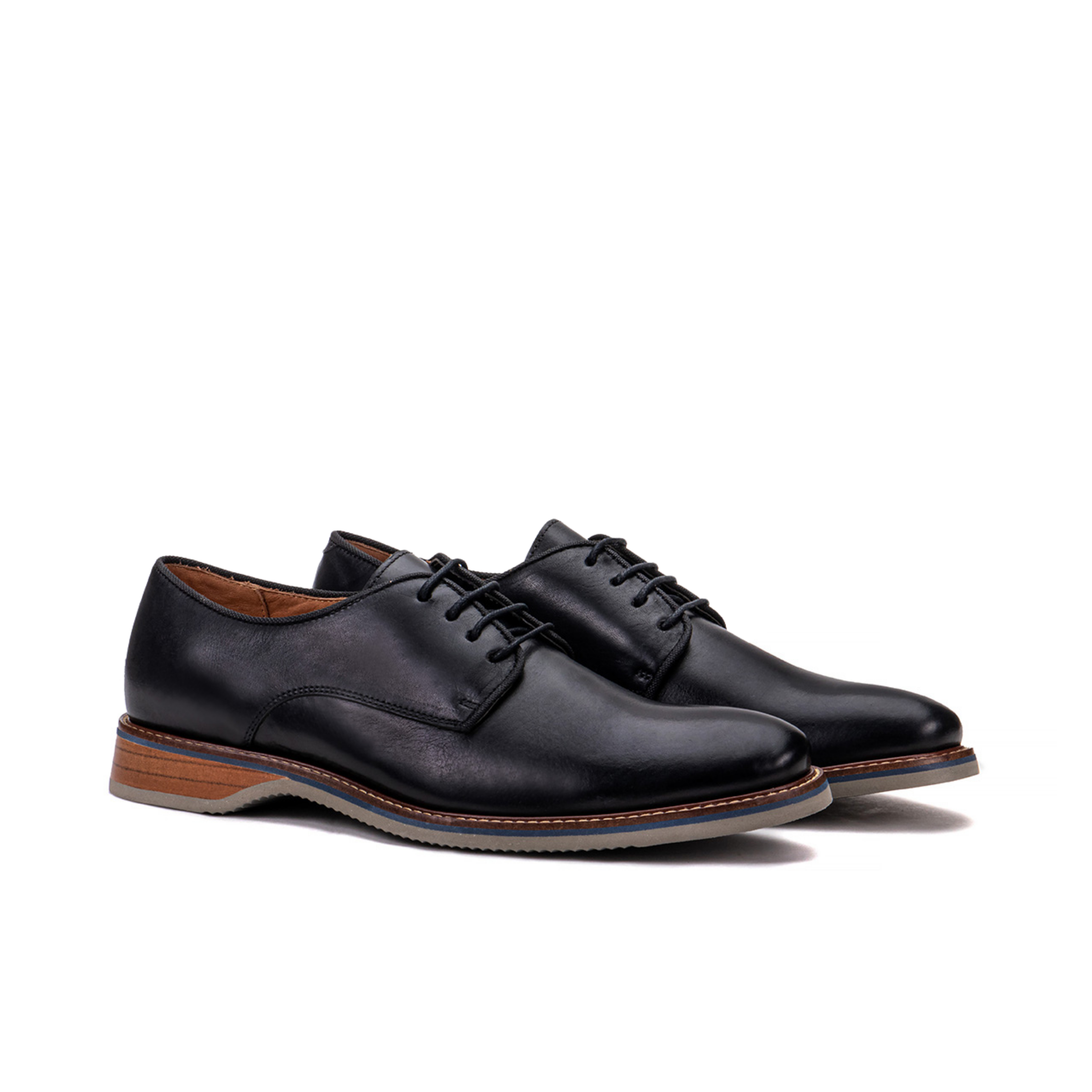 Artelio Pisa black leather plain-toe derby with a layered comfort sole