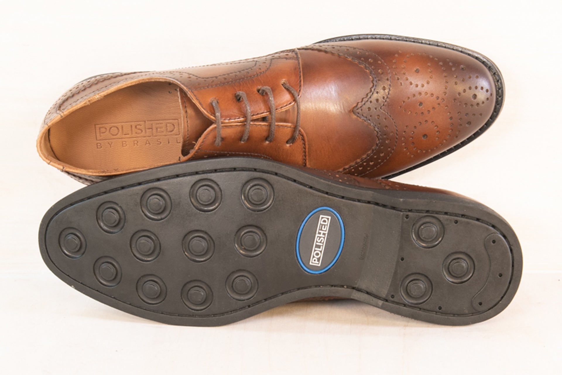 Top view of the Artelio Classico bronze leather oxford dress shoe showing the clean dress-shoe profile