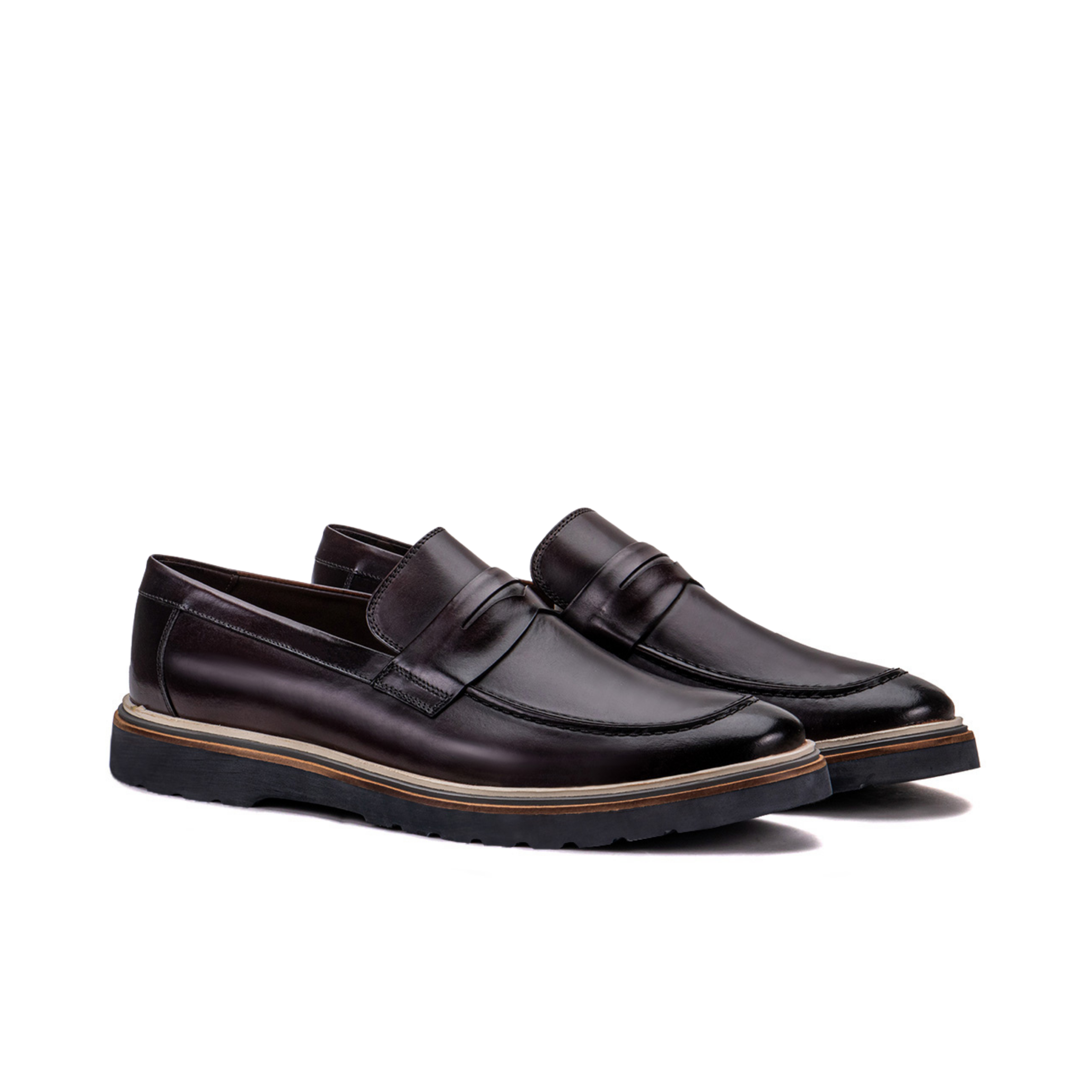 Artelio Ferraro wine leather penny loafer with a layered comfort sole