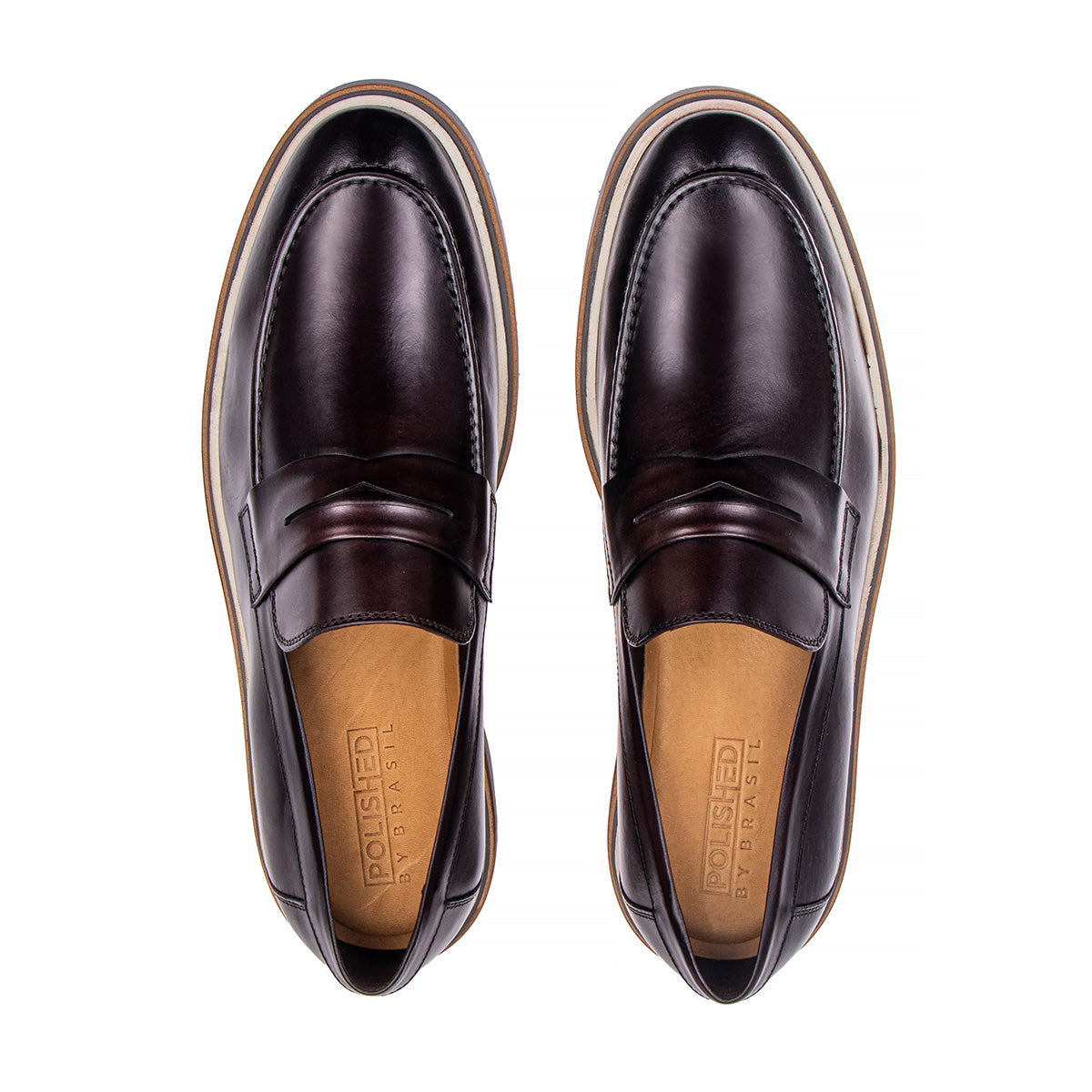 Top view of the Artelio Ferraro wine leather penny loafer showing the slip-on penny loafer shape