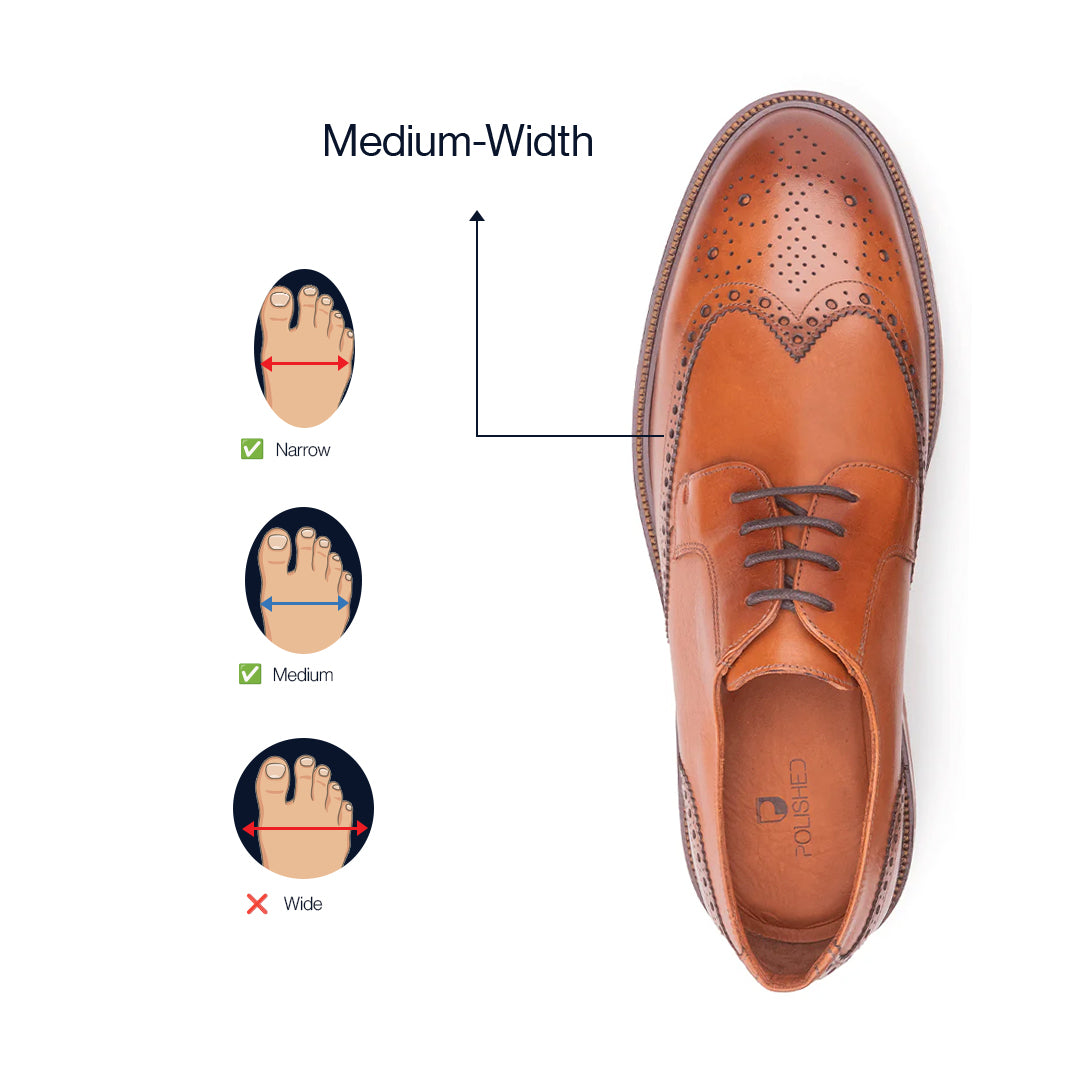 Top view of the Artelio Fifth Avenue terracotta leather wingtip derby with brogue detailing medium width
