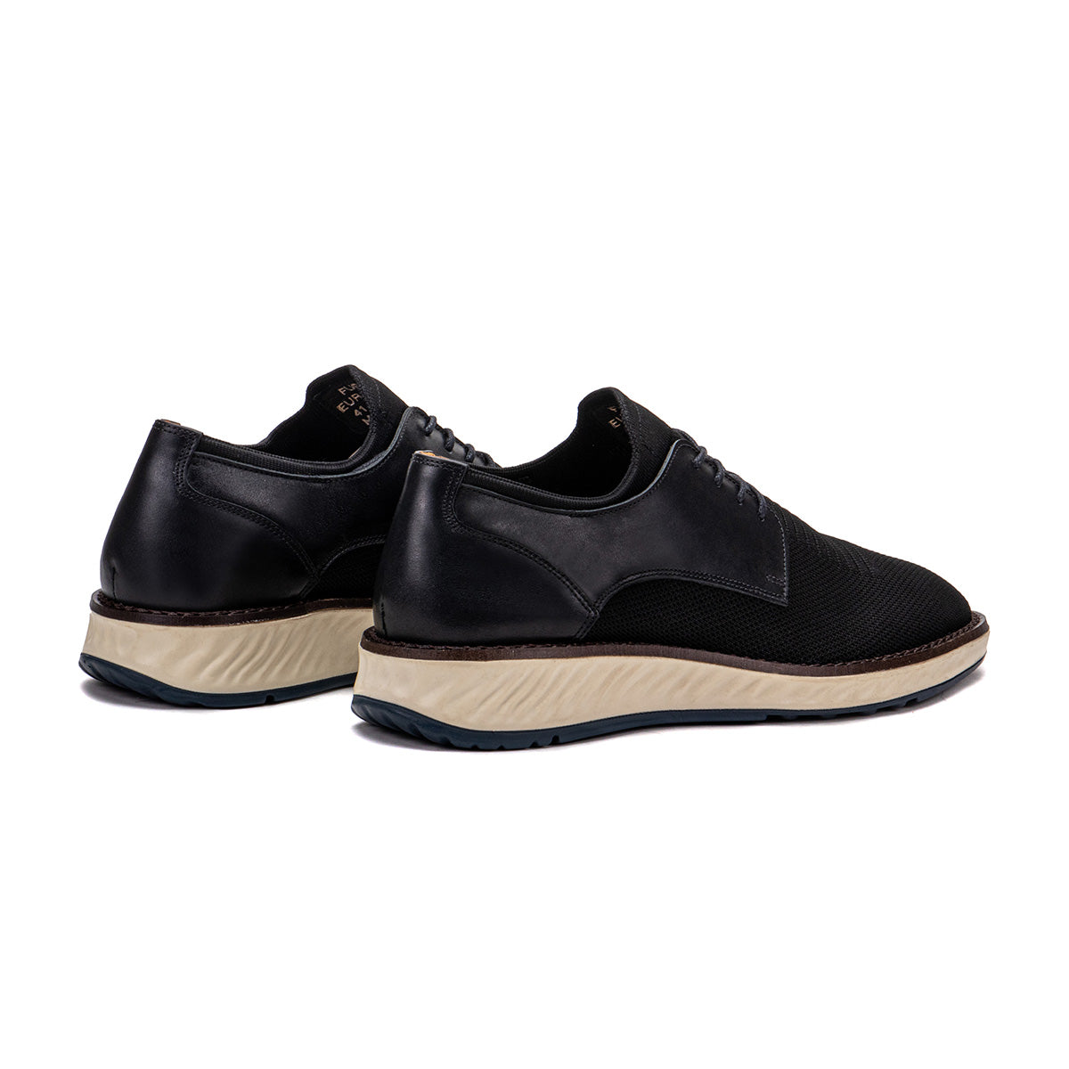 Sole detail of the Artelio Fusion black knit casual shoe showing the comfort-focused bottom