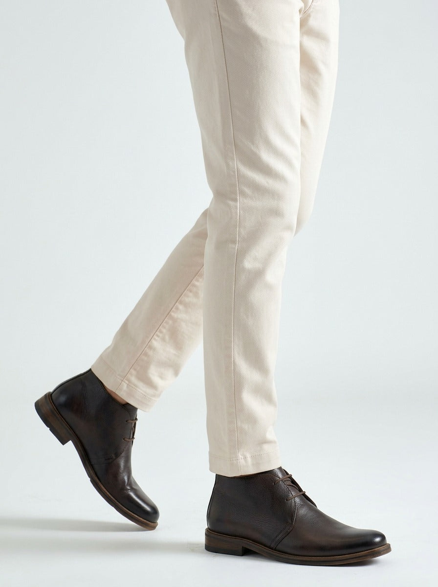 On-foot detail of the Artelio New Siena rich brown leather chukka boot with a clean dress-casual profile
