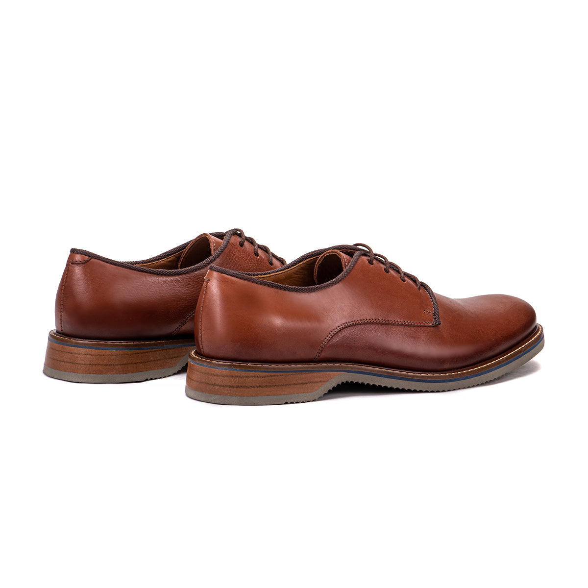Top view of the Artelio Pisa terracotta leather plain-toe derby showing the clean lace-up shape
