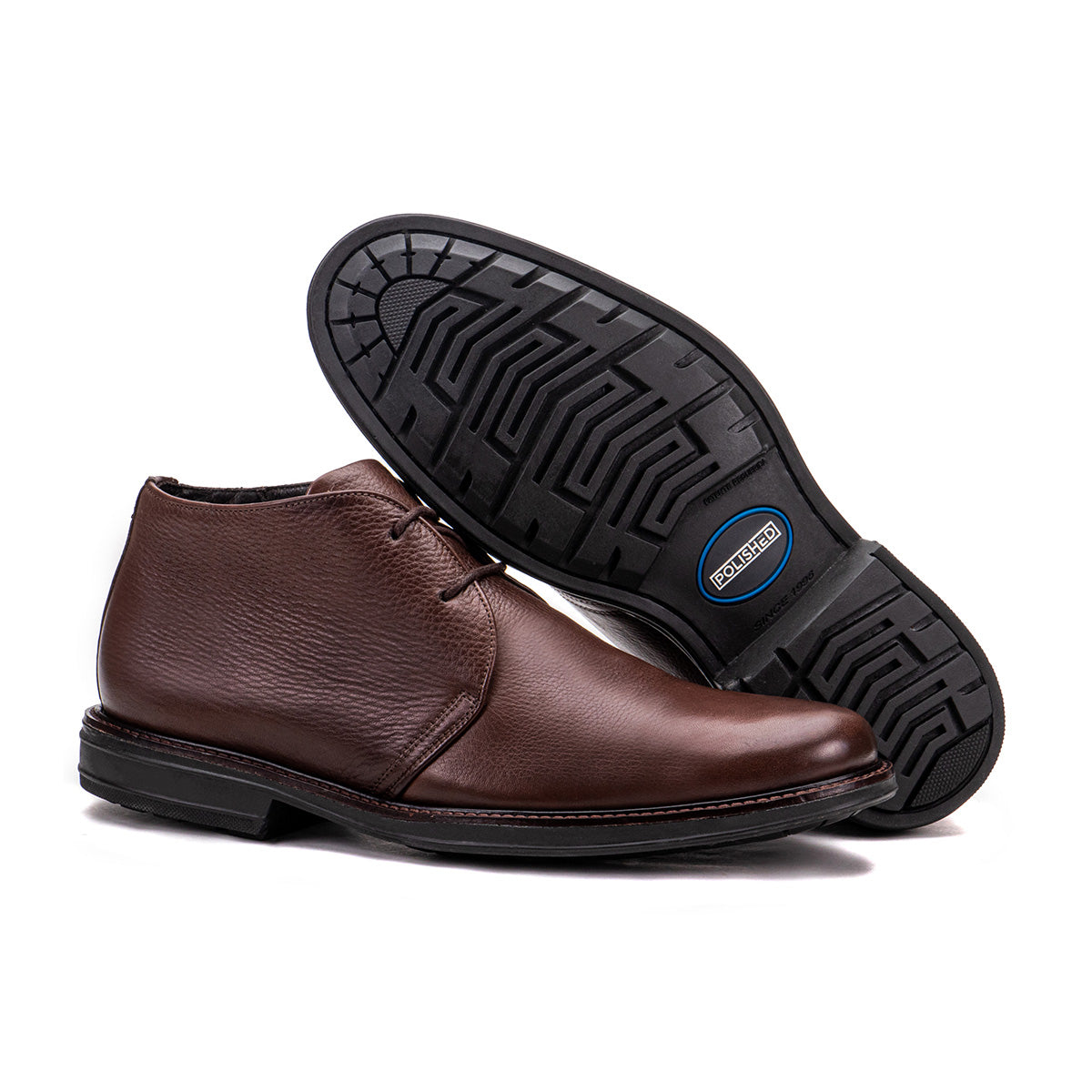 Sole detail of the Artelio Siena brown leather chukka boot showing the flexible non-slip bottom