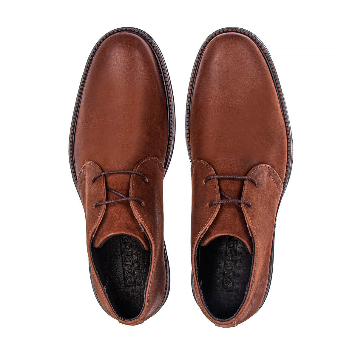 Top view of the Artelio Siena natural leather chukka boot showing the lace-up chukka shape