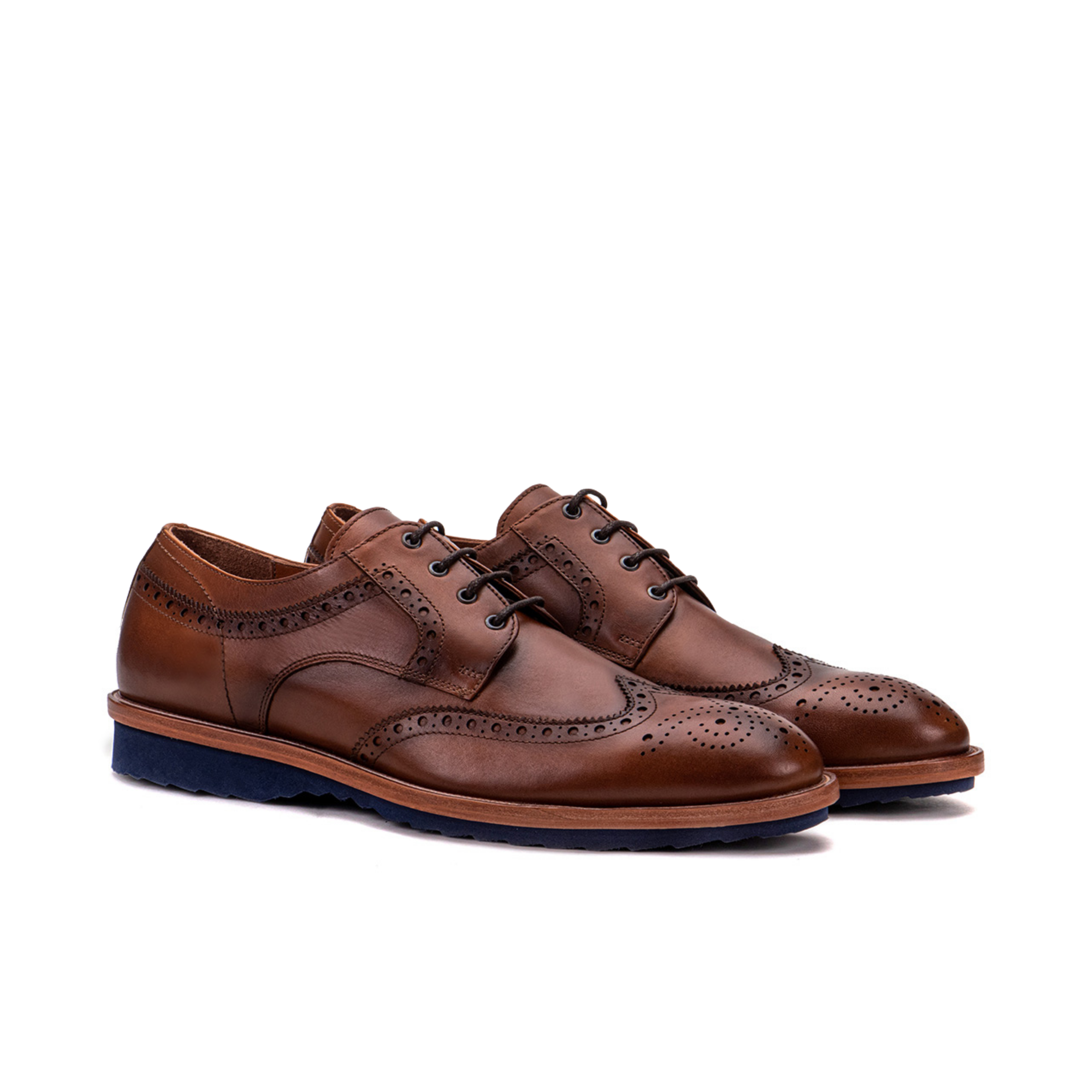 Artelio Troia brown wingtip brogue dress shoe with a recessed lightweight sole