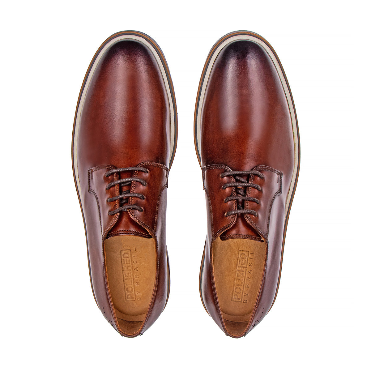 Top view of the Artelio Verona whiskey leather dress-casual lace-up shoe showing the lace-up shape