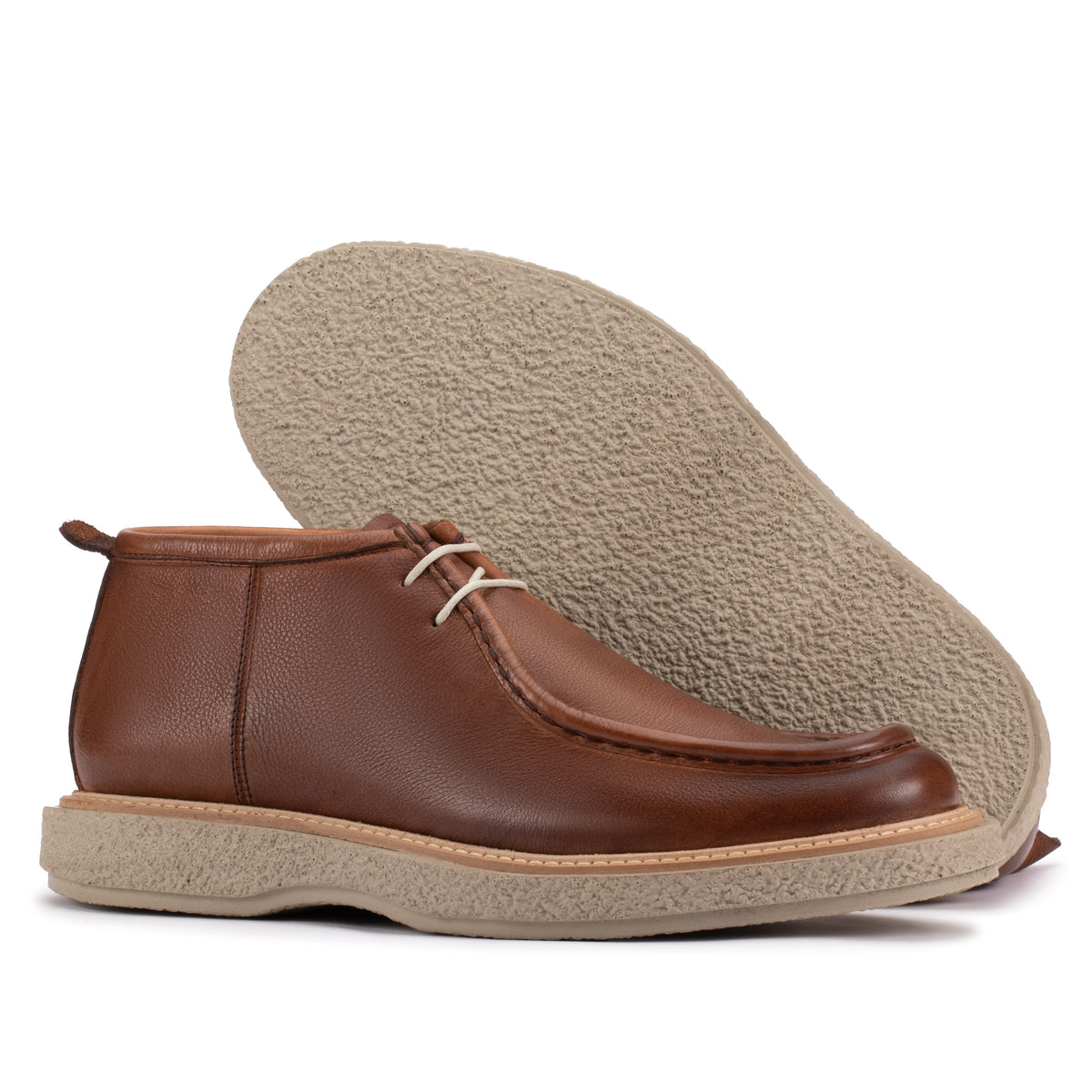 Sole detail of the Artelio Volare whisky leather chukka boot with textured lightweight cushioned outsole